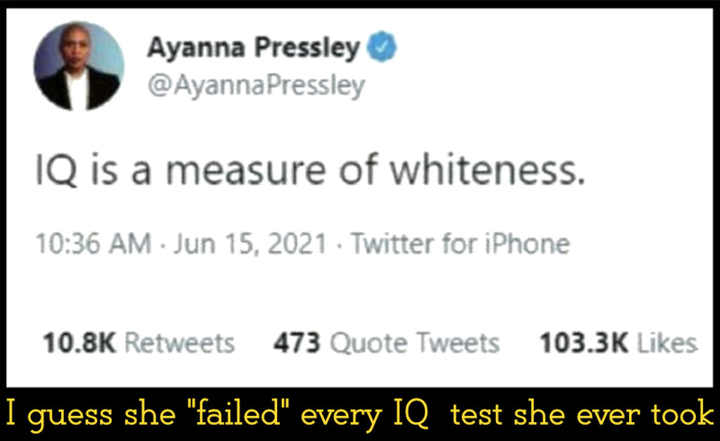 AI caption: a tweet that says ayanna presley is a measure of whiteness, a tweet