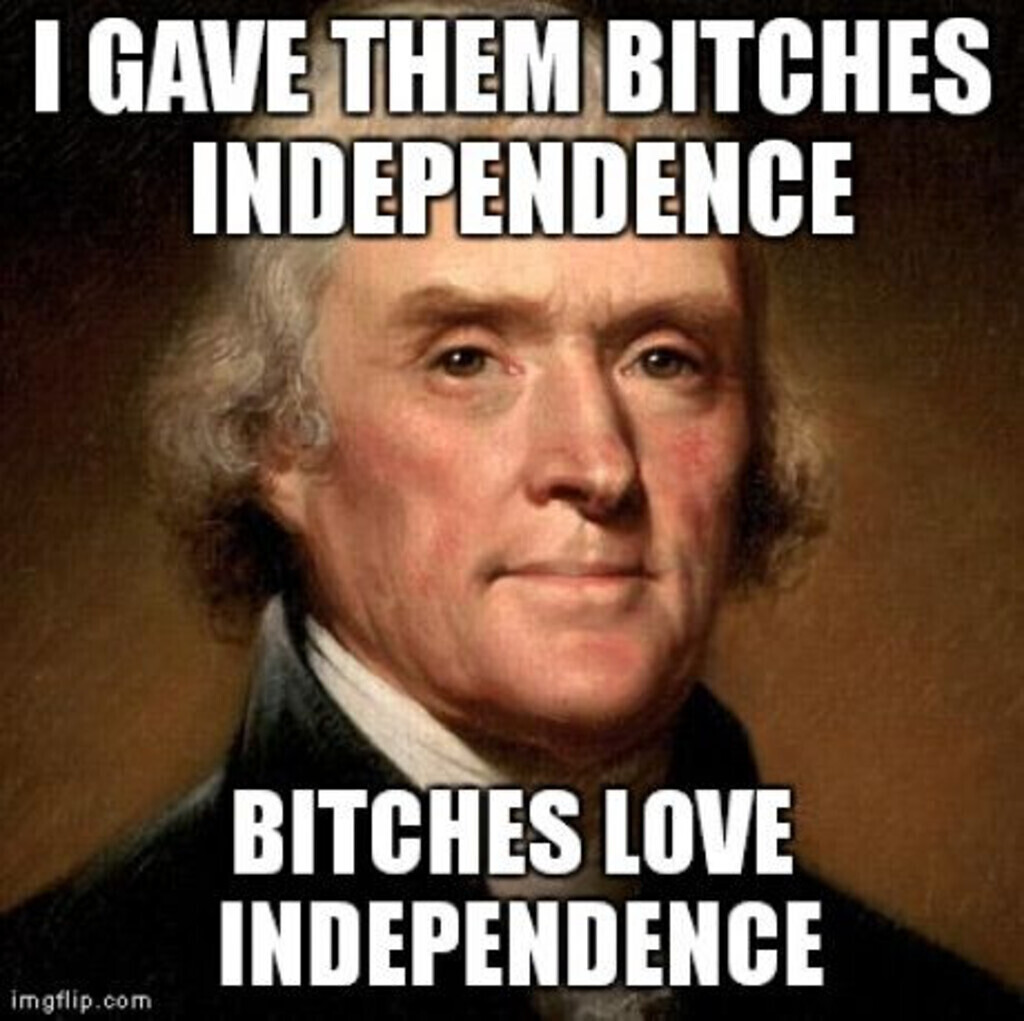 AI caption: thomas jefferson gave them bits independence bits love independence, portrait