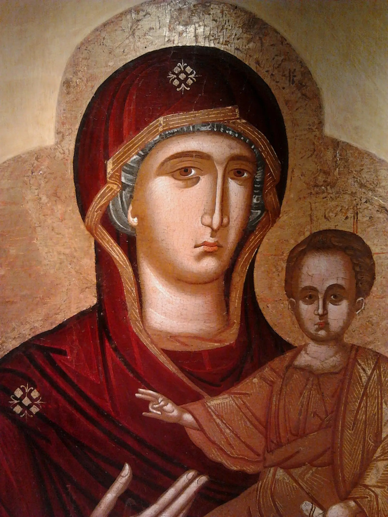 AI caption: a painting of the virgin and child, russian