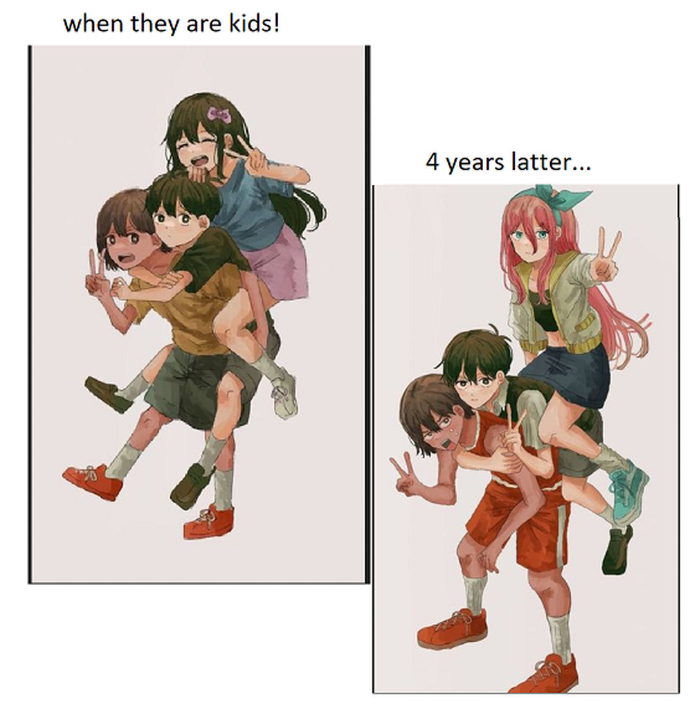 AI caption: a picture of a girl and a boy with a caption that says when they are kids, anime