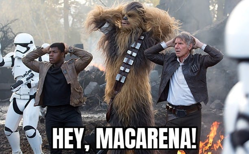 AI caption: a group of people with a chewbacca and a star wars character, comic