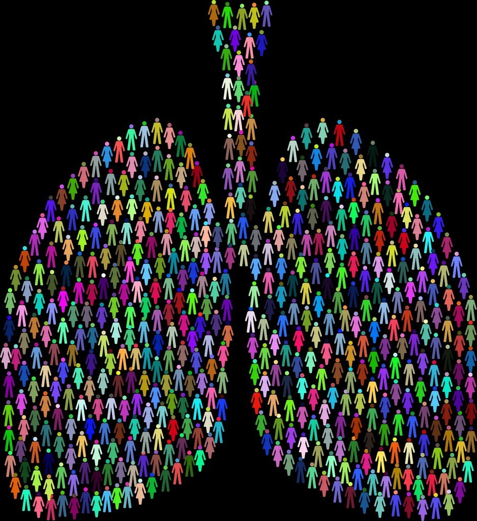 AI caption: a group of people in the shape of a lungs, vector illustration