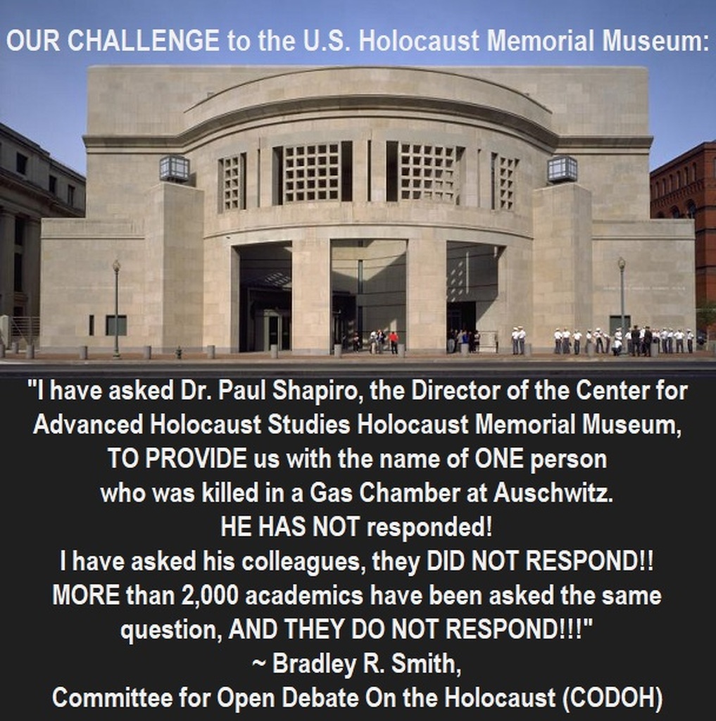 AI caption: a poster with the words,'our challenge to the us holocaust museum', graphic