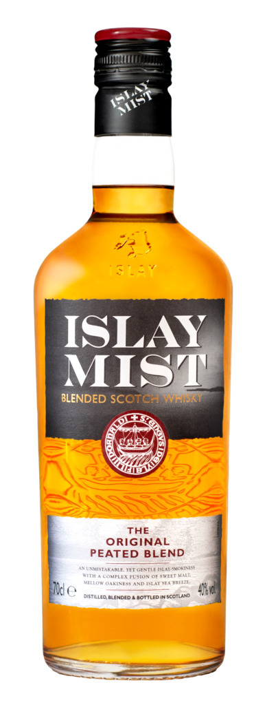 AI caption: islay mist scotch whisky, black and white