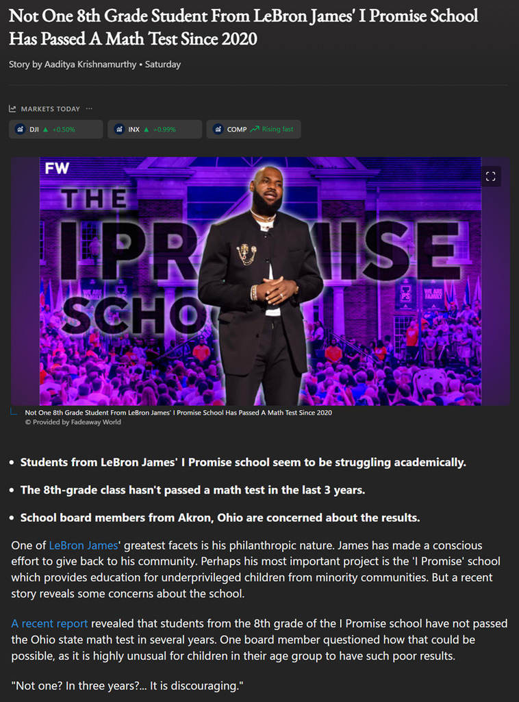 AI caption: the homepage of the iprize school, a news article